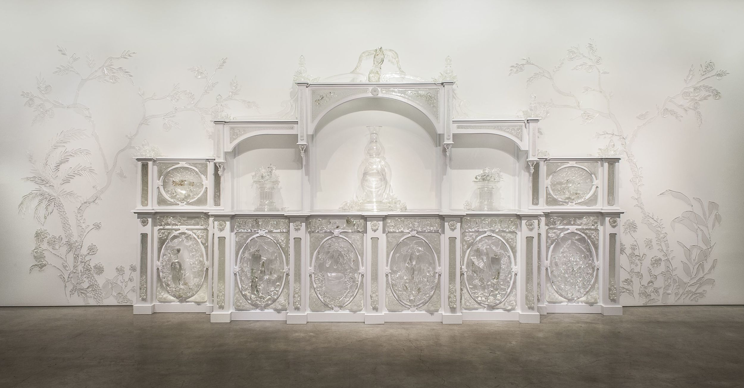 sideboard with blue china. 2013.